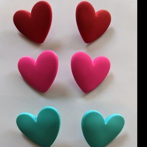 3 Pairs Heart Large Kawaii Earrings Holiday Fashion Women